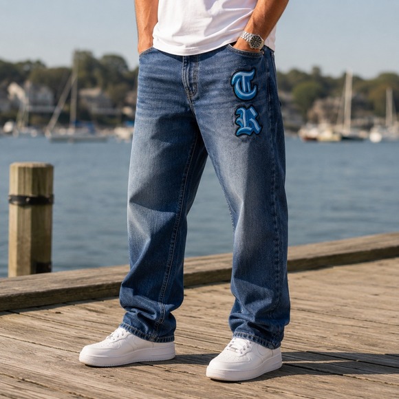 True Religion Other - True Religion Bobby Relaxed Baggy Jeans Medium Blaze Wash TR Applique 31x32 NEW